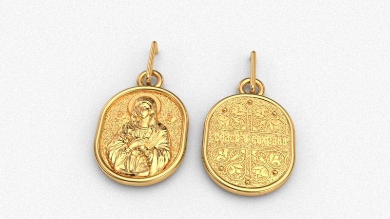 14K Solid Gold Saint Mary Pendant 12.57mm X 18.61mm / Gold Necklace / 14K Solid Yellow Round Gold St. Mary Pendant / Unisex Pendant / Charm