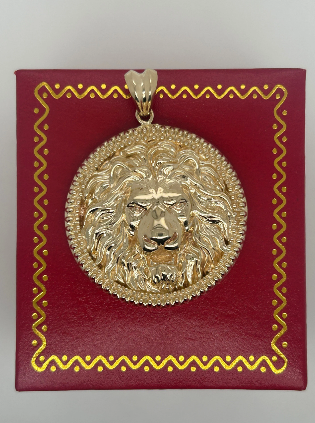 14k Solid Gold Lion Pendant / Gold Lion Necklace / Lion Head Necklace / Lion Jewelry / Lion Hand Made Necklace / Unisex Great Gift Idea - JewelsnGlitters