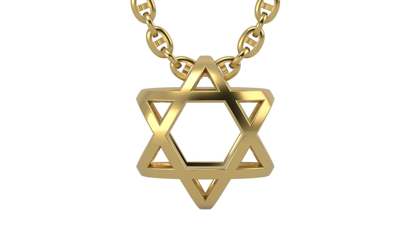 14K Gold Star of David Pendant / Star of David Necklace / Gold Star of David Classic Design / 15mm X 13.50mm X 7.10mm / Great Gift Idea