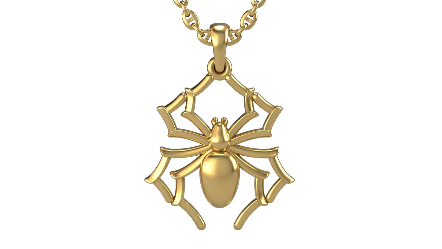 14k Solid Gold Spider Pendant / Gold Spider Pendant / Spider Necklace / Spider Jewelry Pendant / Unisex Spider Jewelry