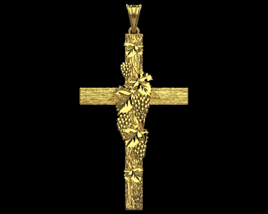 14K Solid Gold Unique Cross Pendant / Crucifix Pendant 15mm X 10mm / Unisex Religious Necklace / Gift for Her