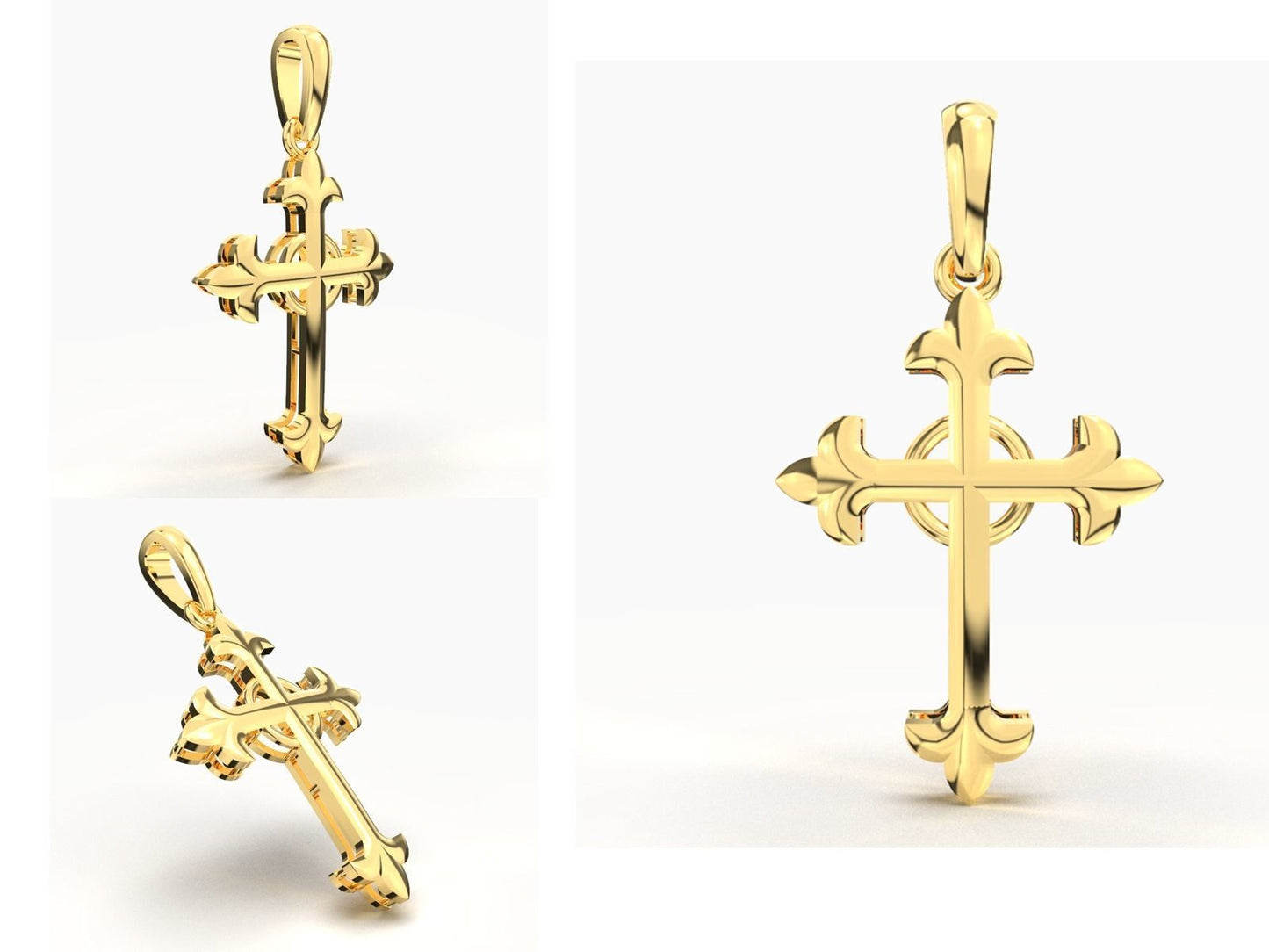 14K Solid Gold Cross Necklace / Crucifix Pendant / Religious Necklace For Women / For Men / Christian Pendant / 20mm X 15mm / Gift for Her - JewelsnGlitters