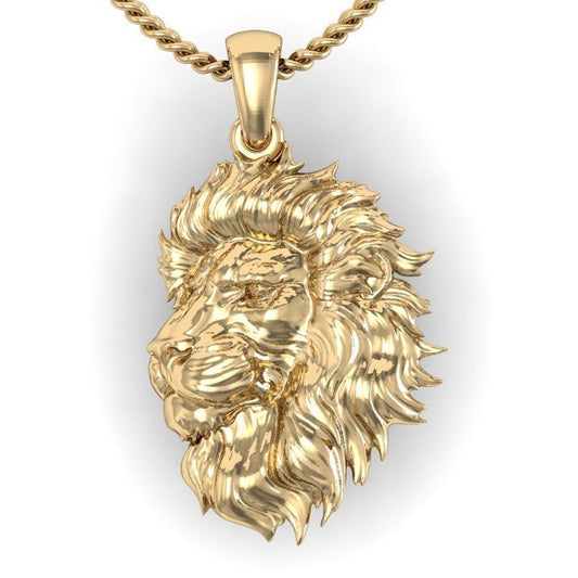 14k Solid 3D Gold Lion Pendant / Gold Gold Lion Necklace / Lion Head Necklace / Lion Jewelry / Lion Hand Made Necklace / Great Gift Idea