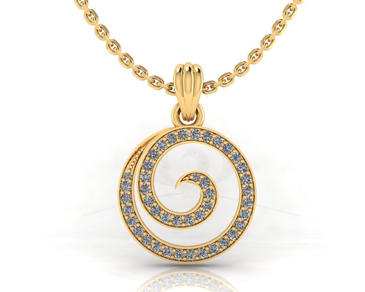 14K Solid Gold Round Design Diamond Pendant / Round Shape Diamond Necklace for Her / Gold Round Necklace with Diamonds / Gift for Her