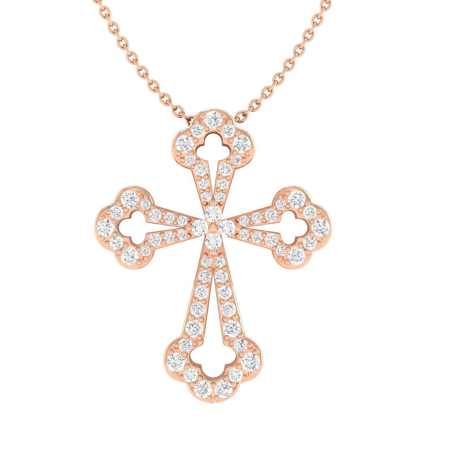 14k Solid Gold Diamond Orthodox Necklace, Diamond Cross for Her, Diamond Unique Design Cross, Gift for Her