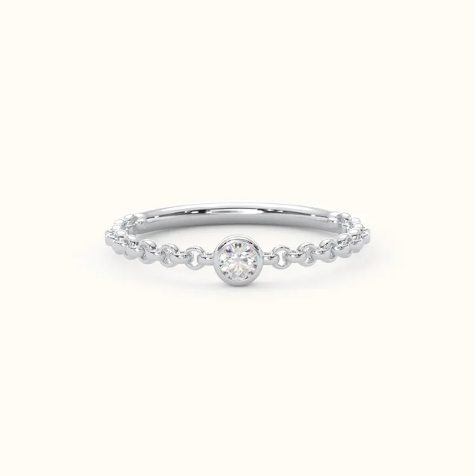 Chain Silver Ring with Diamond