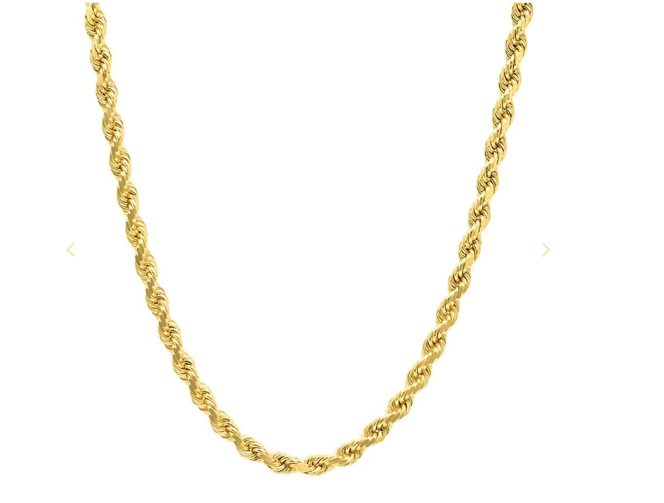 14k Solid Gold Diamond Cut Rope Chain 3.2mm