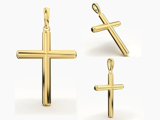 14K Solid REAL Yellow Gold Cross Necklace / Crucifix Simple and Classic Pendant / Religious Necklace For Women / For Men 25mm x 20mm