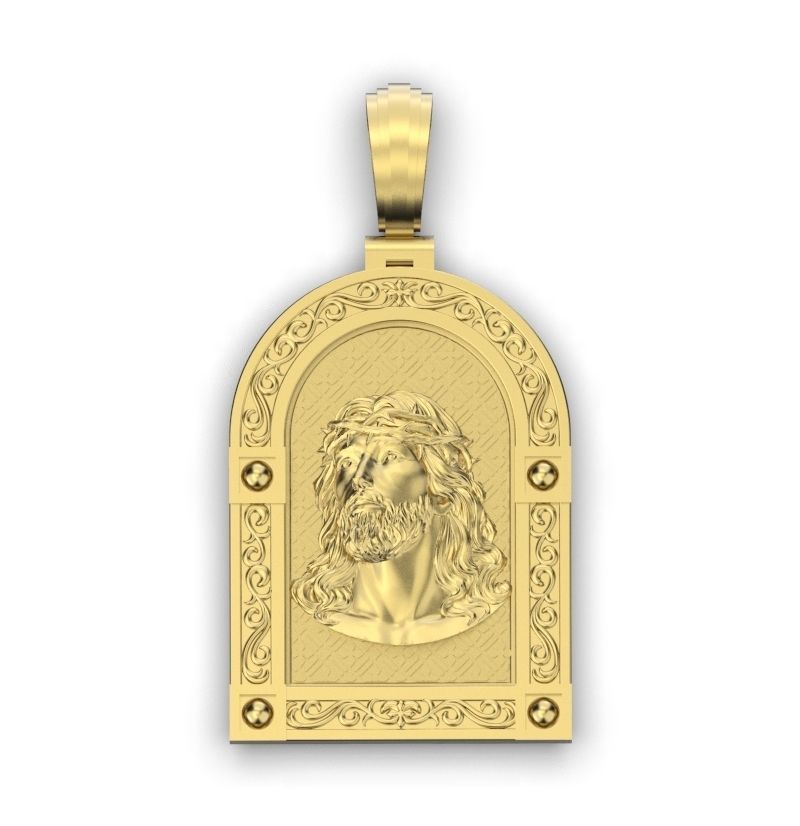 14K Solid Gold Jesus Pendant/ Gold Necklace / 14K Solid Yellow Rectangle Gold Jesus Necklace / 29mm X 22mm / Gift for Her - JewelsnGlitters