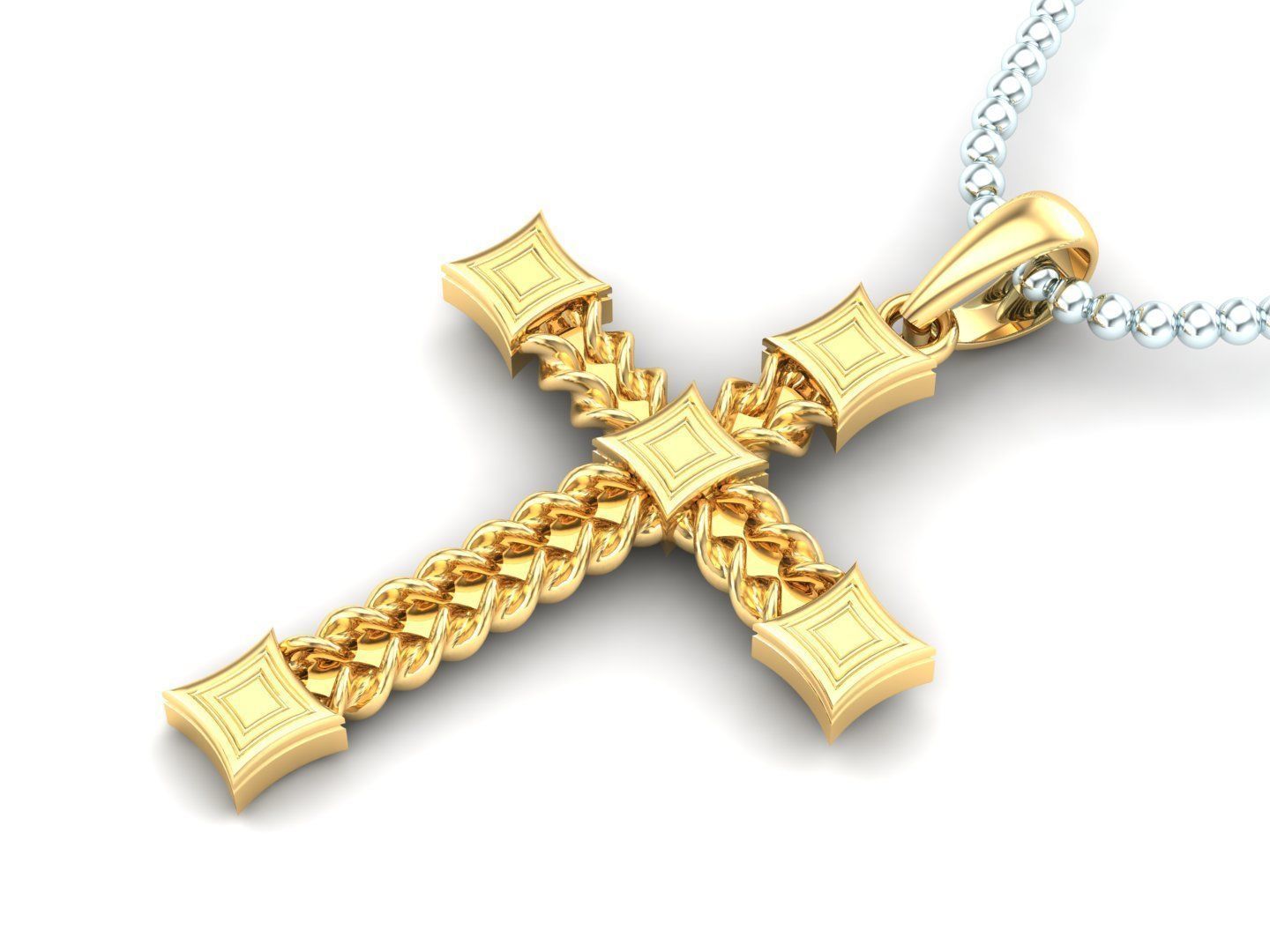 14K Solid Gold Cross Necklace 13 Grams / Unique Design Crucifix Pendant / Religious Necklace For Women / For Men / Unisex Cross