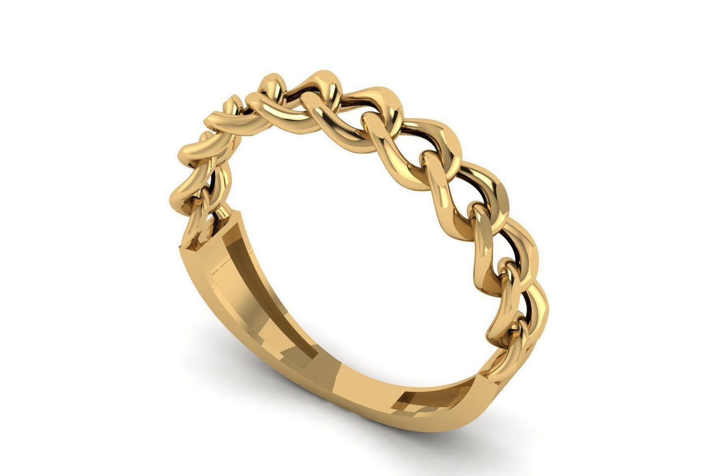 14k Solid Gold Half Way Chain Ring / NEW Half Way Cuban Chain / Gold Cuban Chain Ring / Cuban Link / Stackable Ring / Gift for Her