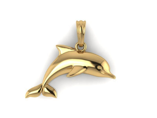 14K Solid Yellow Gold Dolphin Necklace 9 Grams / Gold Dolphin Pendant / Gold Dolphin Necklace / Gift for Her - JewelsnGlitters