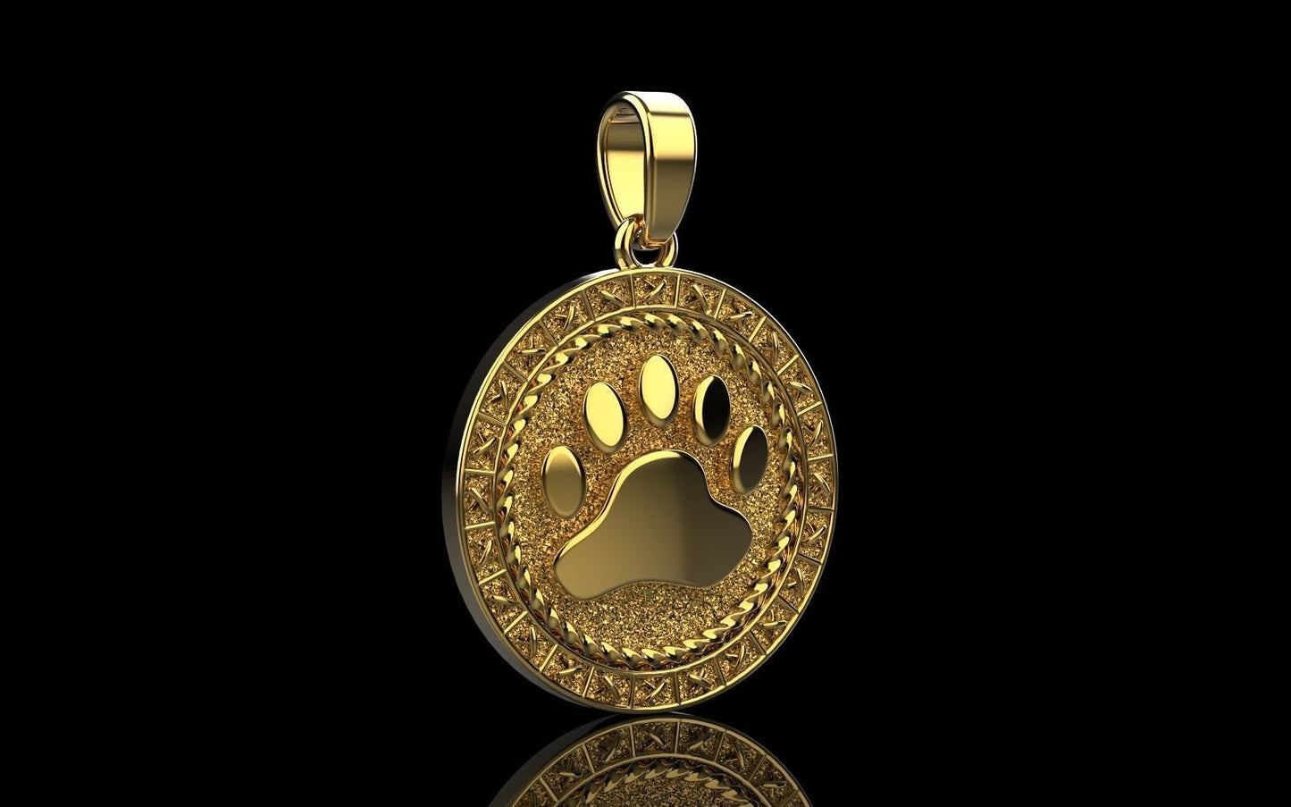 14K Solid Gold Paw Pendant / Solid Gold Paw Design Necklace / Love my Dog Paw Necklace / Paw Necklace for Her /Great Gift - JewelsnGlitters