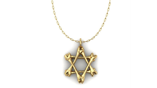 14K Solid Gold Star of David Pendant / Bones Star of David Pendant / Unisex Star of David Pendant