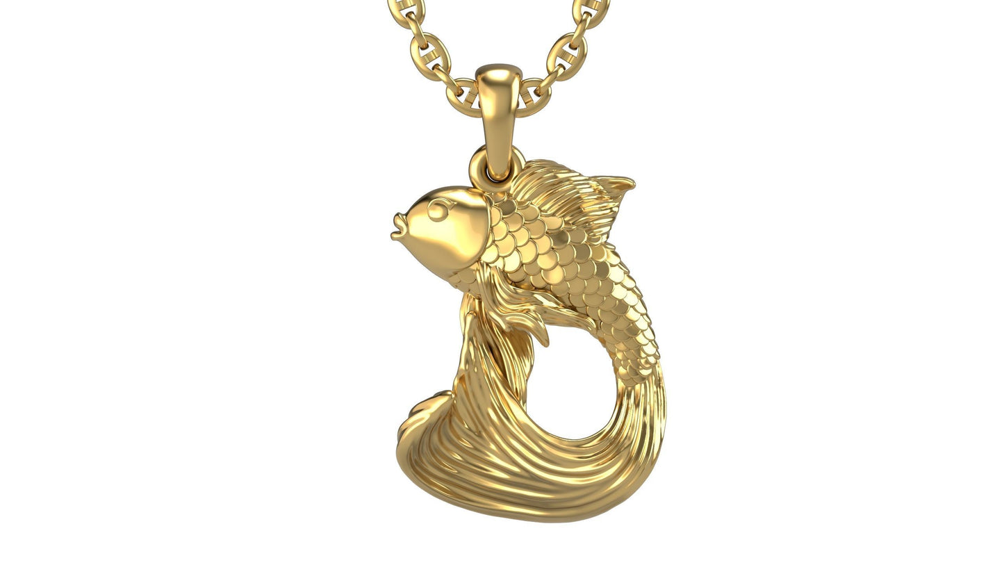 14k Solid Gold Fish Necklace 4.5 Grams / Fish Pendant / Gold Fish Necklace / Fish Pendant / Unisex Fish Jewelry