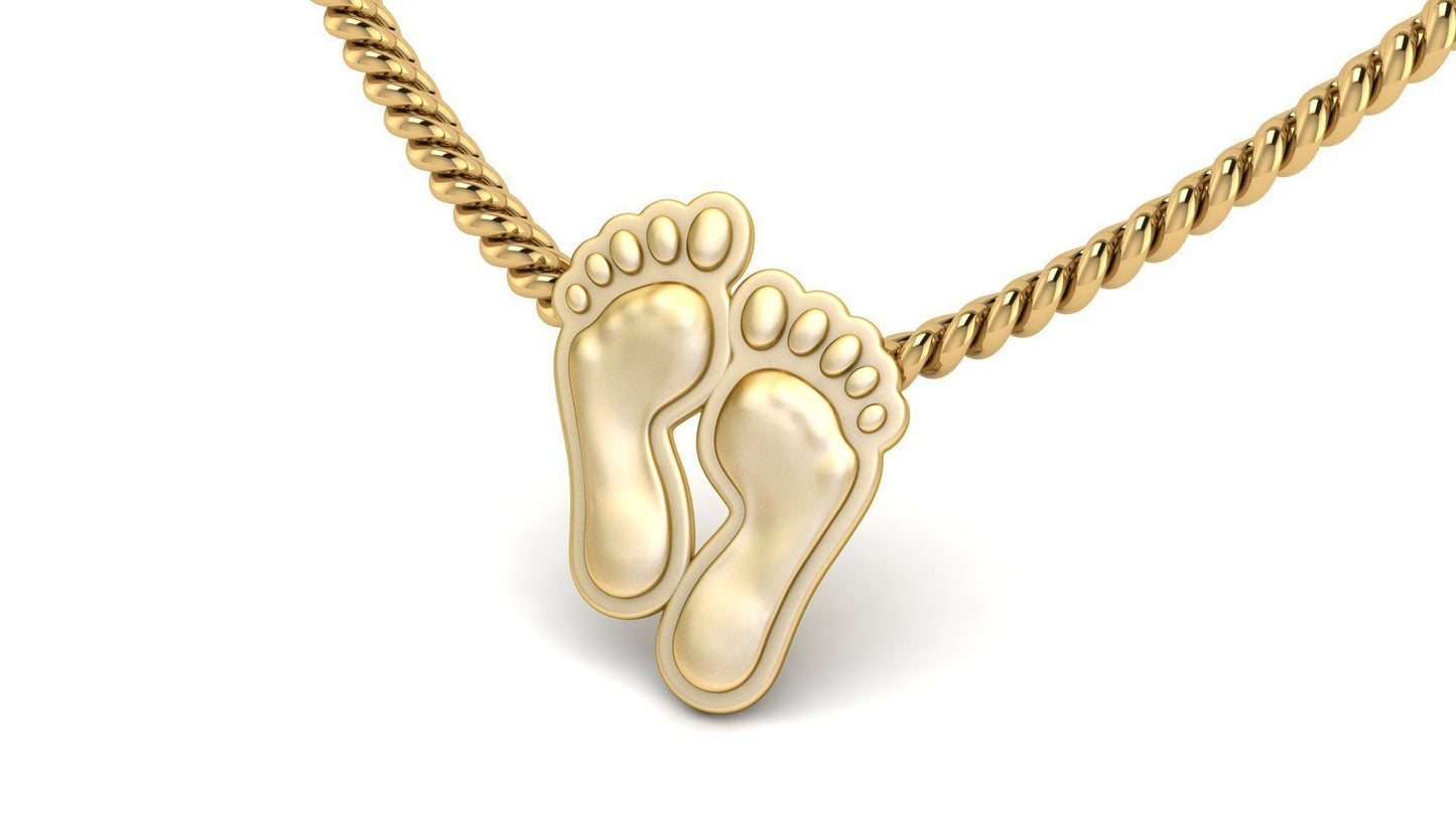 14K Solid Gold Lucky Feet Pendant / Gold Feet Necklace / 14k Gold Feet Pendant / Feet Pendant Jewelry / Gift for Her - JewelsnGlitters