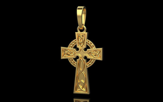 14K Solid Gold Celtic Cross / Crucifix Celtic Design Pendant / Gold Celtic Cross / Gold Unisex Cross / Unisex Solid Gold Cross - JewelsnGlitters