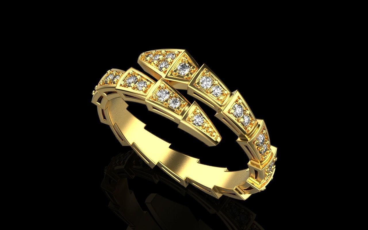 14K Diamond Solid Gold Snake Diamond Ring / Snake Design with Conflict Free REAL Diamonds / Diamond Ring / Gift for Her