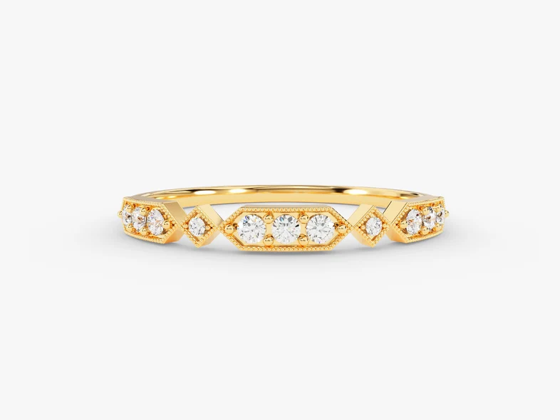  Milgrain Design Diamond Wedding Band