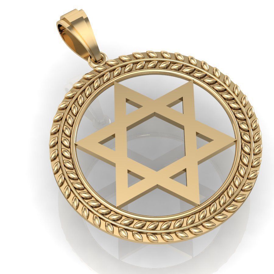 14K Gold Star of David Pendant / Star of David Necklace / Star of David with Frame Design