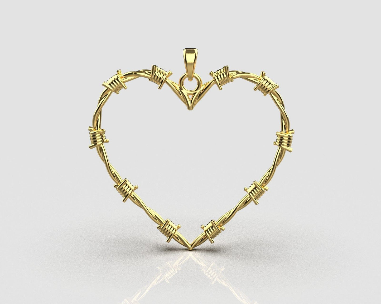 14K Solid Yellow Gold Wired Heart Necklace / Wire Shaped Heart Pendant / Stylish Wired Heart Pendant for Her / Gift for Her - JewelsnGlitters