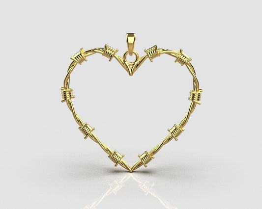 14K Solid Yellow Gold Wired Heart Necklace / Wire Shaped Heart Pendant / Stylish Wired Heart Pendant for Her / Gift for Her - JewelsnGlitters