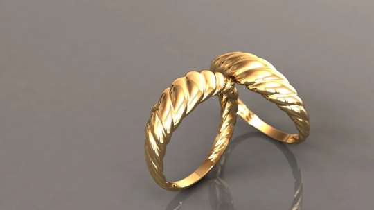 14k Solid Gold Twist Croissant Ring Gold Statement Ring /Gift for Her - JewelsnGlitters