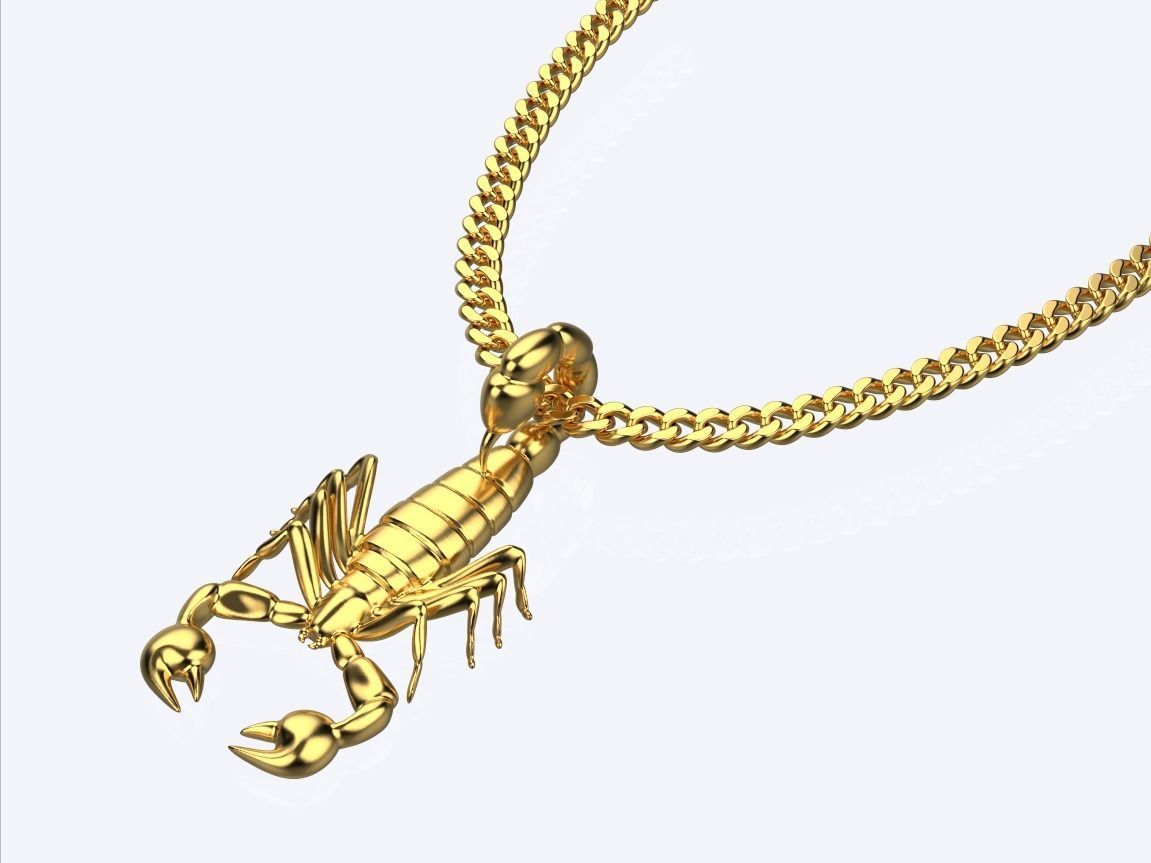 14K Solid Yellow Gold Scorpion Necklace / Gold Scorpion Pendant / Unisex Scorpion Pendant 50mm X 25mm / 18 Grams / Gift for Her