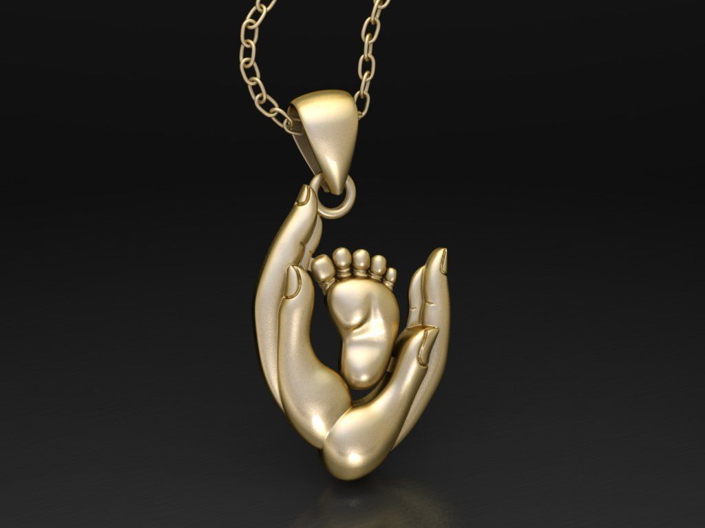 14K Solid Gold Mother and Baby Pendant / Gold Mom and Baby Pendant / Mother's Day Gift / Gift for Her