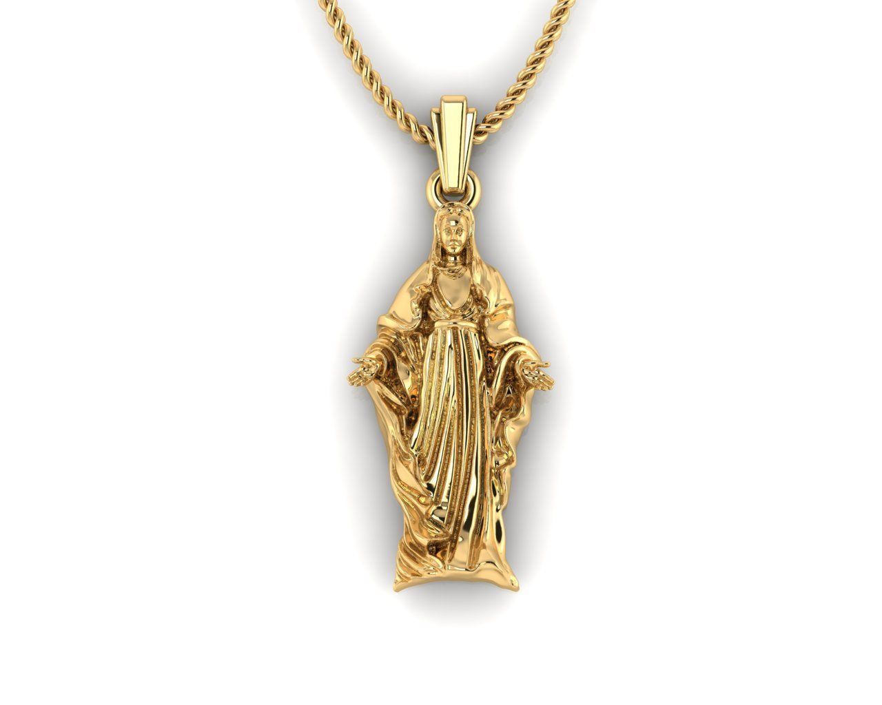 14K Solid Gold Gold Mary Virgin Pendant  / Gold Virgin Mary Necklace / 14K Solid Yellow Gold Saint Mother Mary Necklace / Religious Gift