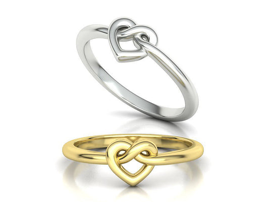 14K Solid Gold Heart Infinity Knot Ring / Solid Gold Heart Ring / Knotted Heart Ring / Gold Statement Ring / Gift for Her