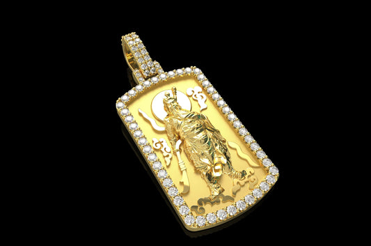 14K Solid Gold Guan Gong Diamond Pendant / Guan Gong Diamond Necklace / Guan Gong Necklace / Unisex Diamond Necklace