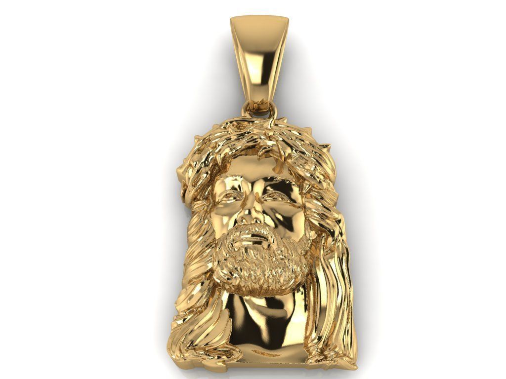 14K Solid Gold Jesus Face / Jesus Christ Face Pendant / Unisex Jesus Face Gold Necklace / Christian Gold Jesus Pendant / 17.56mm X 24.30mm - JewelsnGlitters