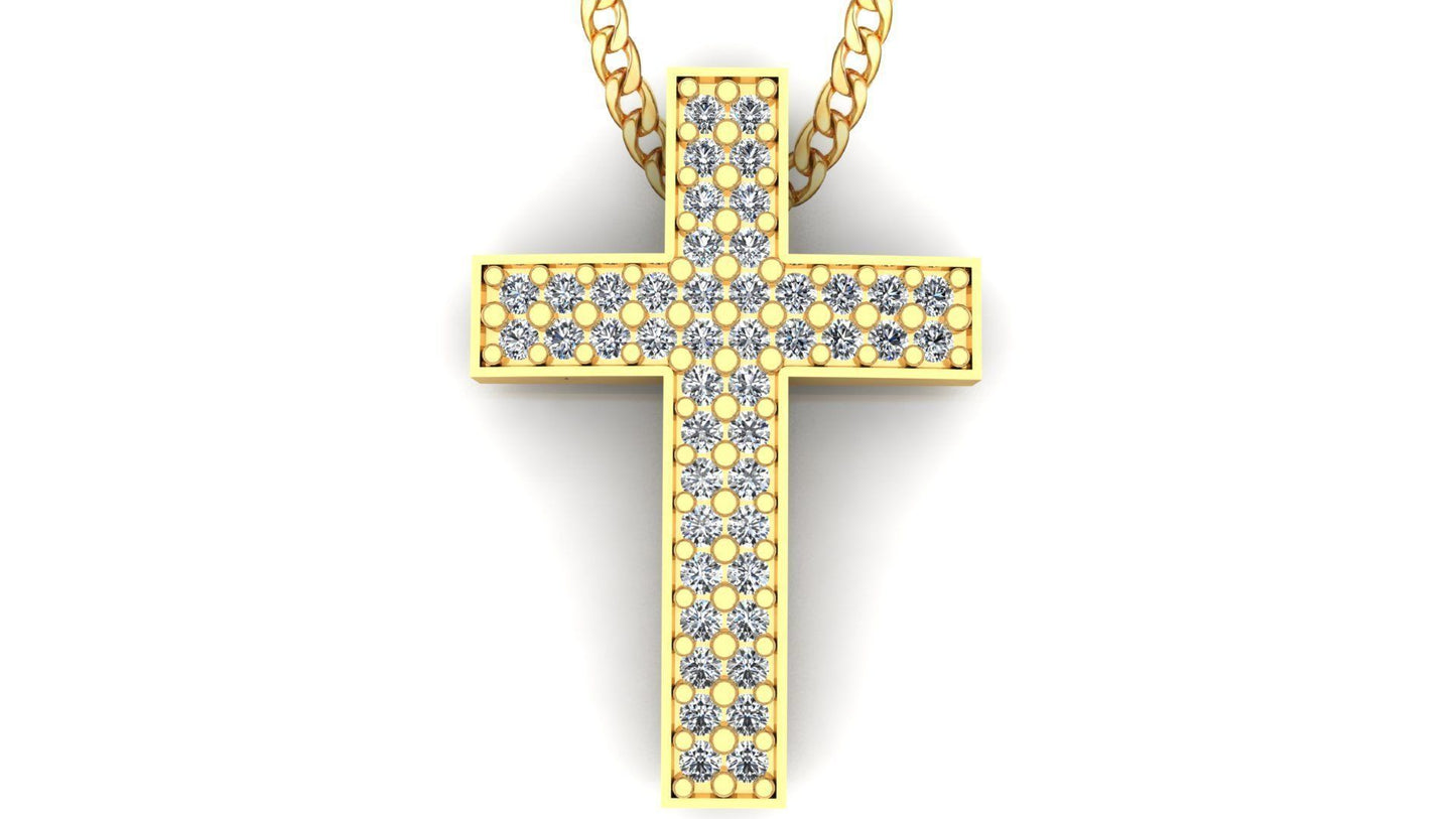 14K Solid Gold Diamond Necklace / Diamond Cross Pendant  / Diamond Cross Necklace / Mother's Day Gift / Gift for Her - JewelsnGlitters