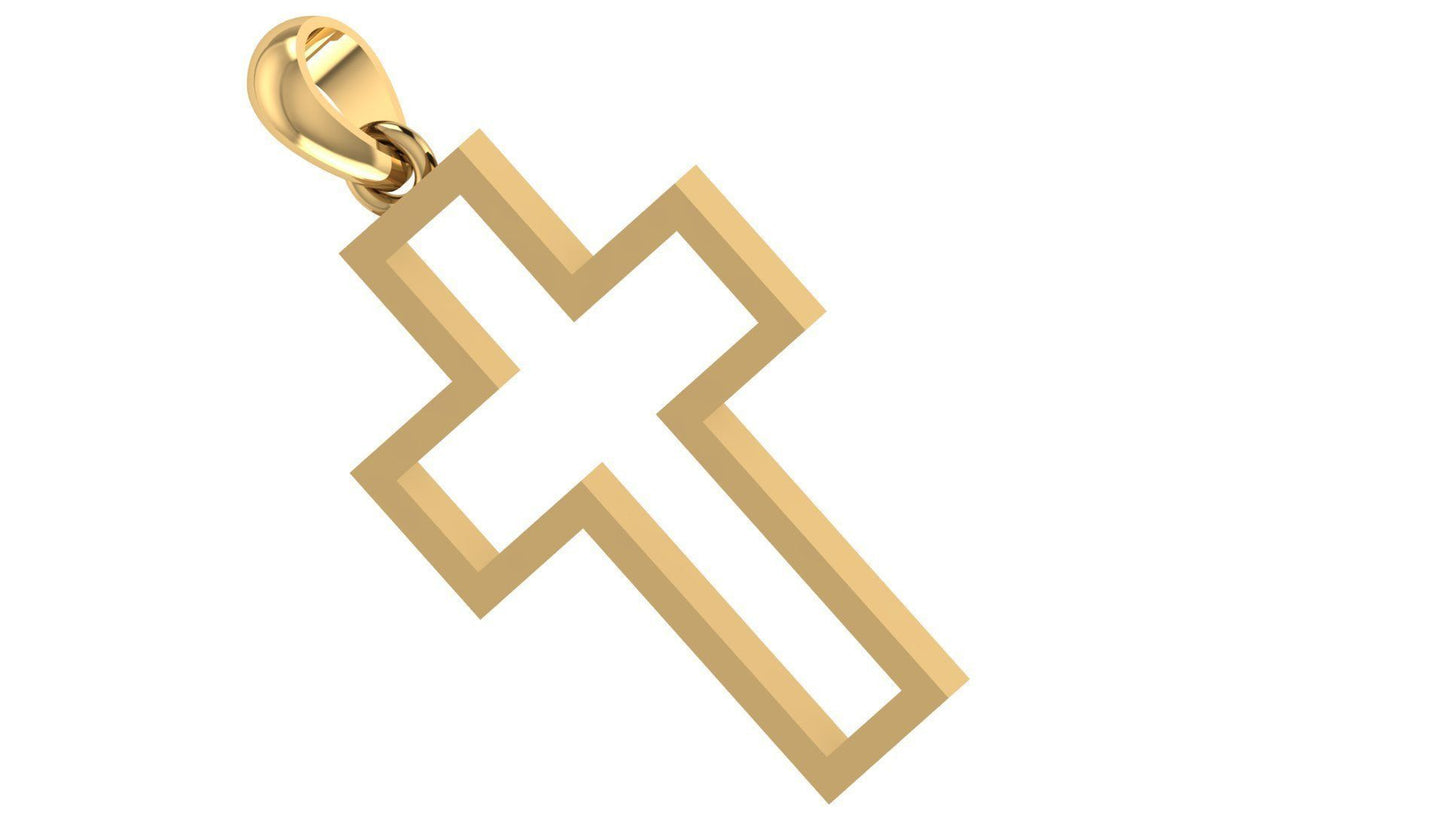 14K Solid Solid Gold Cross Necklace / Crucifix Pendant / Religious Necklace For Women / For Men 30mm x 21.75mm