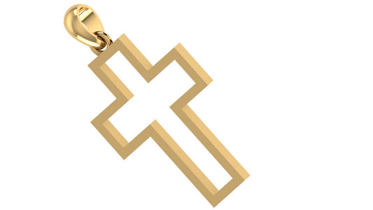 14K Solid Solid Gold Cross Necklace / Crucifix Pendant / Religious Necklace For Women / For Men 30mm x 21.75mm