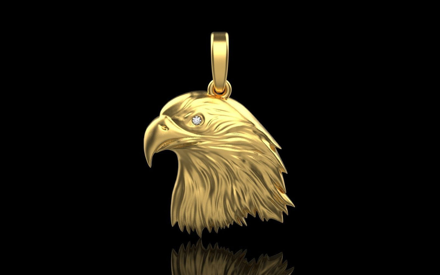 14k Solid Gold Eagle Necklace with Diamond / 14K Gold Eagle Pendant / Yellow Gold Eagle Necklace / Diamond Eagle Necklace / Great Gift idea - JewelsnGlitters