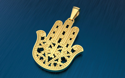 14K Solid Gold Hamsa Hand Pendant / Hamsa Pendant for Her / Hamsa Hand Jewelry / Gift for Her