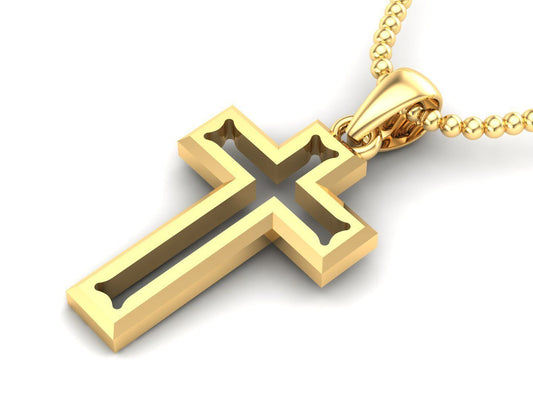 14K / 18K Solid Gold Cross Necklace / Unique Design Crucifix Pendant / Religious Necklace For Women / For Men / Unisex Cross