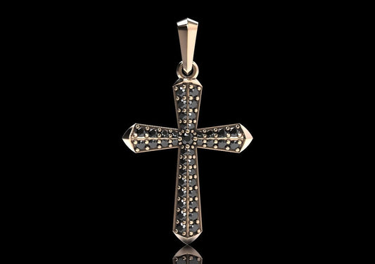 14k Solid Gold Diamond Cross Necklace 1.50 Carat / Diamond Prong Set Pendant / Gift for Her / Diamond Cross Pendant 46.50mm X 26.50mm