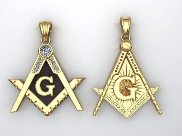 14k Solid Gold Masonic Necklace/ Gold Masonic Pendant / Unisex Masonic Necklace