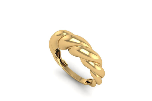 14K Solid Gold Twist Croissant Statement Ring / Gold Croissant Ring for Her /Croissant Gold Statement Ring /Gold Statement Ring Gift for Her