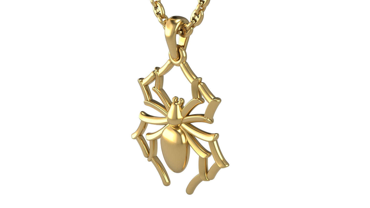 14k Solid Gold Spider Pendant / Gold Spider Pendant / Spider Necklace / Spider Jewelry Pendant / Unisex Spider Jewelry