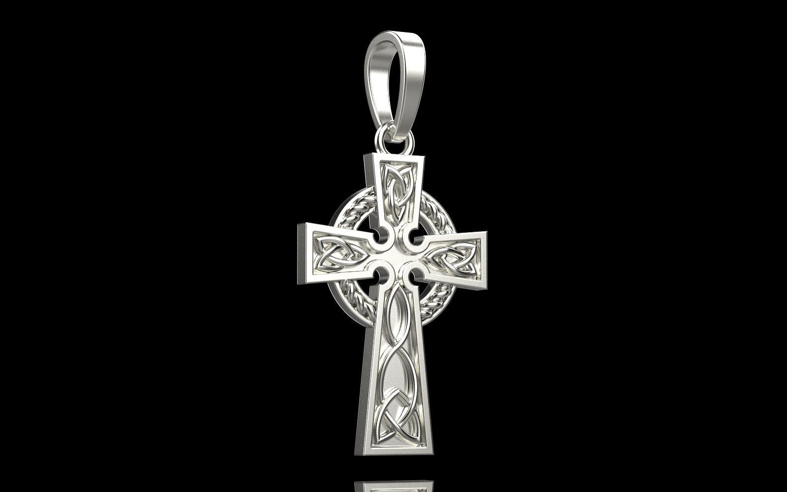 14K Solid Gold Celtic Cross / Crucifix Celtic Design Pendant / Gold Celtic Cross / Gold Unisex Cross / Unisex Solid Gold Cross - JewelsnGlitters