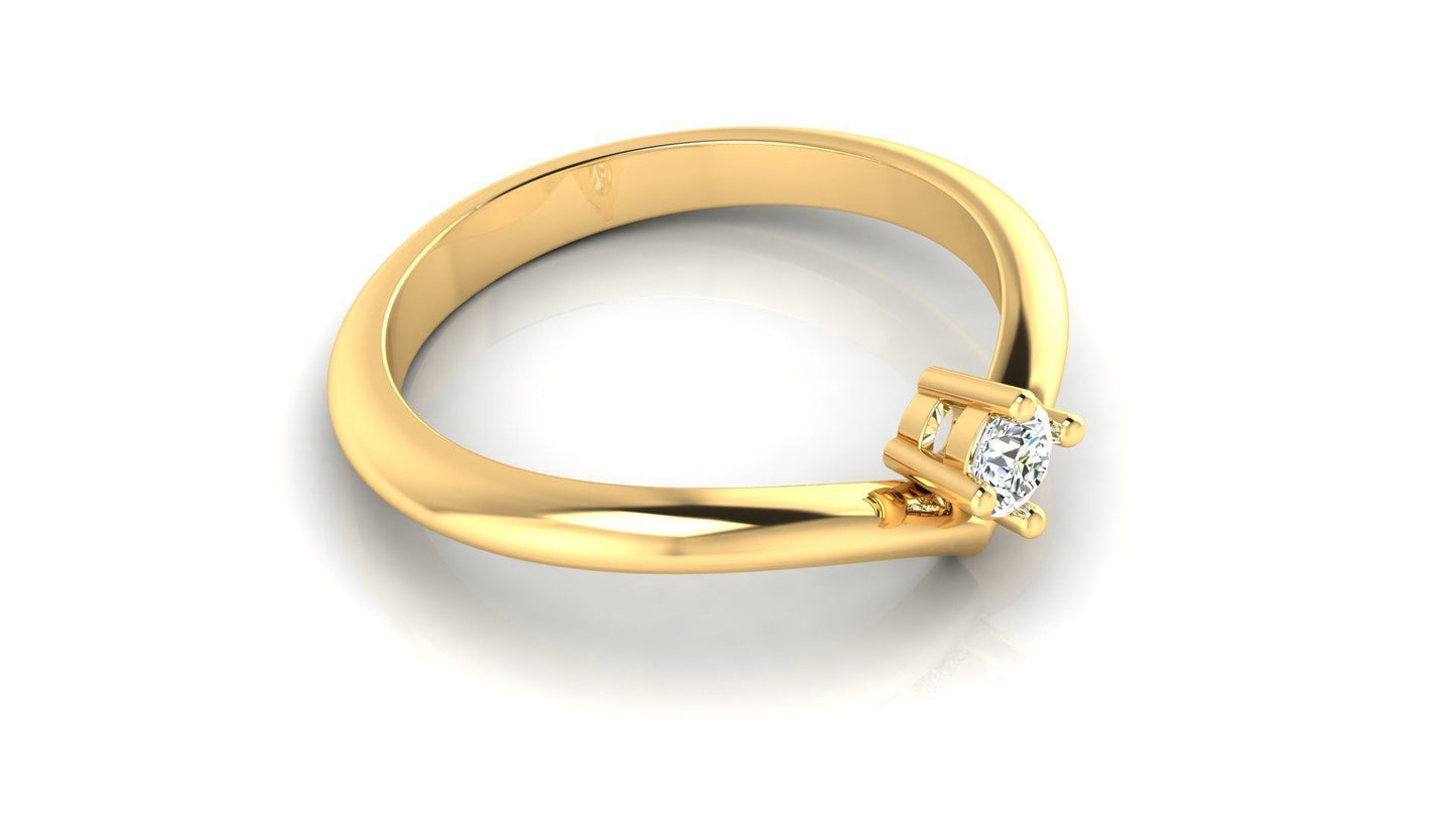 14K Solid Gold Chevron Diamond Ring / 0.10 Carat Diamond Statement Ring for Her / Gift for Her