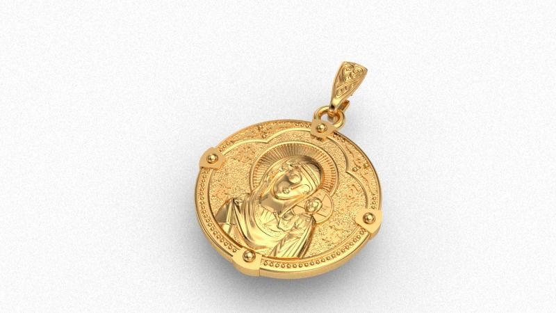 14K Solid Gold Round Gold Mary Virgin Pendant 9.5 Gr. / Gold Miraculous Medal Necklace / 14K Solid Yellow Gold Saint / Mother Mary Necklace