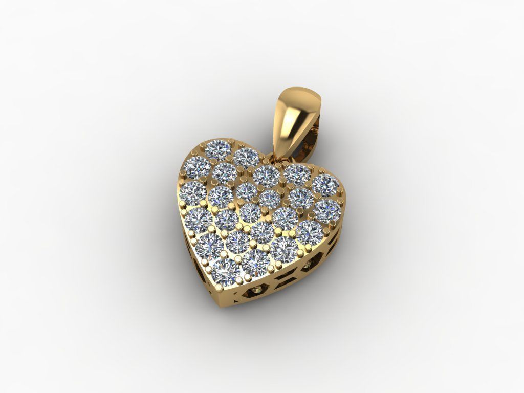 14K Solid Gold Diamond Heart Pendant 0.30 Carat / Gold Heart Pendant for Her / Diamond Gold Necklace / Dainty Heart Pendant / Gift for Her