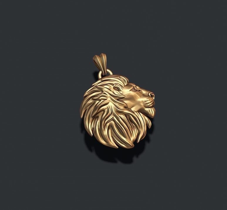 14k Solid Gold 3D Lion Pendant / Gold Lion Pendant / Lion Head Pendant / Lion Jewelry / Lion Hand Made Pendant / Unisex Great Gift Idea - JewelsnGlitters