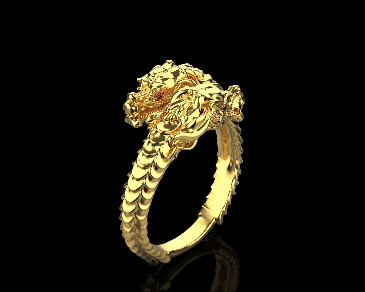 14K Solid Gold Dragon Ring / Dragon Statement Ring with Ruby Eyes / Dragon Statement Diamond Ring / Gift for Her / Gift for Her - JewelsnGlitters