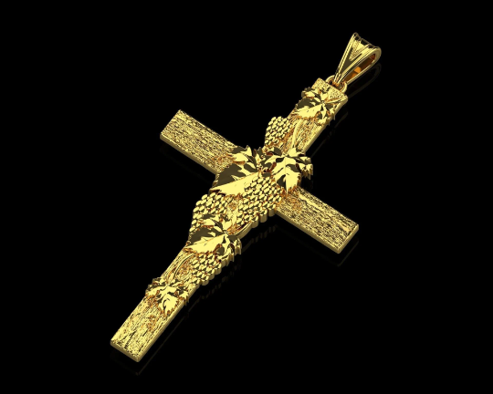 14K Solid Gold Unique Cross Pendant / Crucifix Pendant 15mm X 10mm / Unisex Religious Necklace / Gift for Her